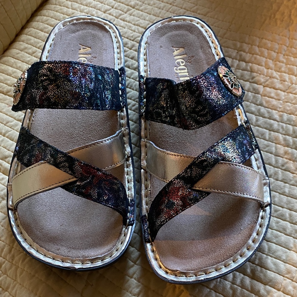 Alegria Kids Sandals - Shimmering Black And Silver